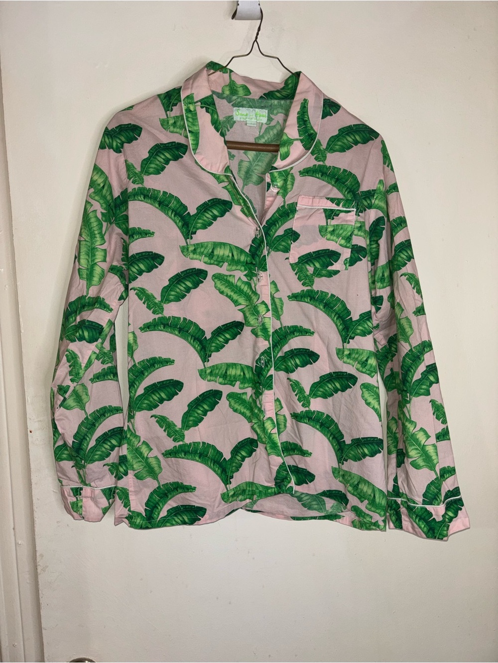 Women’s Pink Tropical Leaf Lounge Pajama Pants